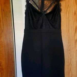 Sexy lace top black dress